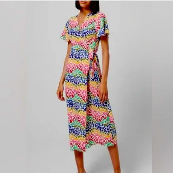 Never Fully Dressed Dresses & Skirts - Never Fully Dressed Colorful Midi Wrap Dress